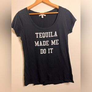 4/$25 Women’s black shirt “Tequila made me do it” express size small petite.